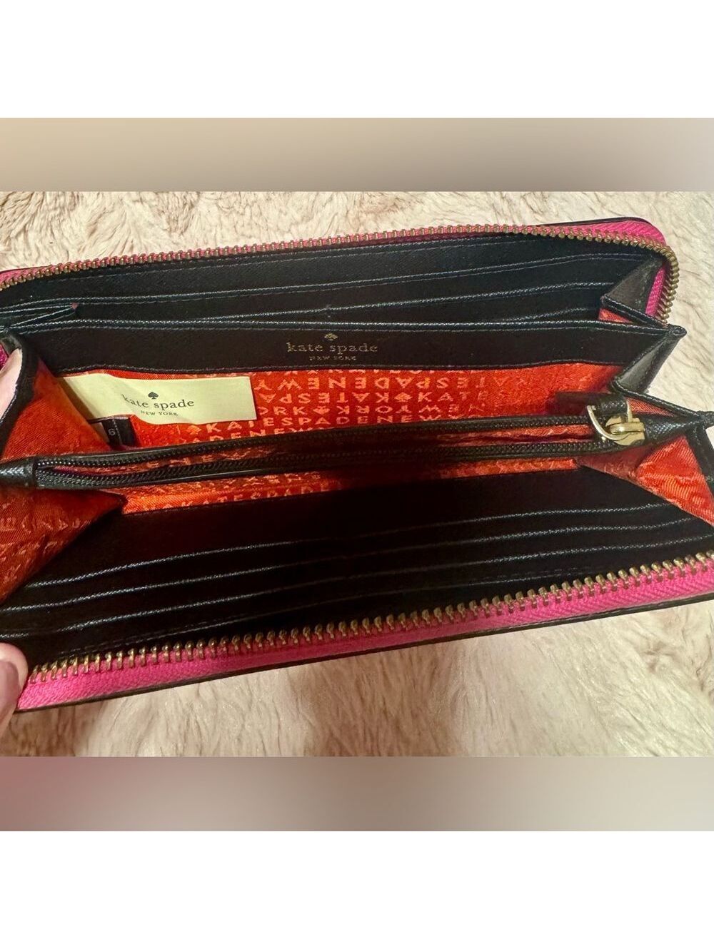 kate spade Striped Pink, Red & Orange Zip Wallet - Picture 3 of 9